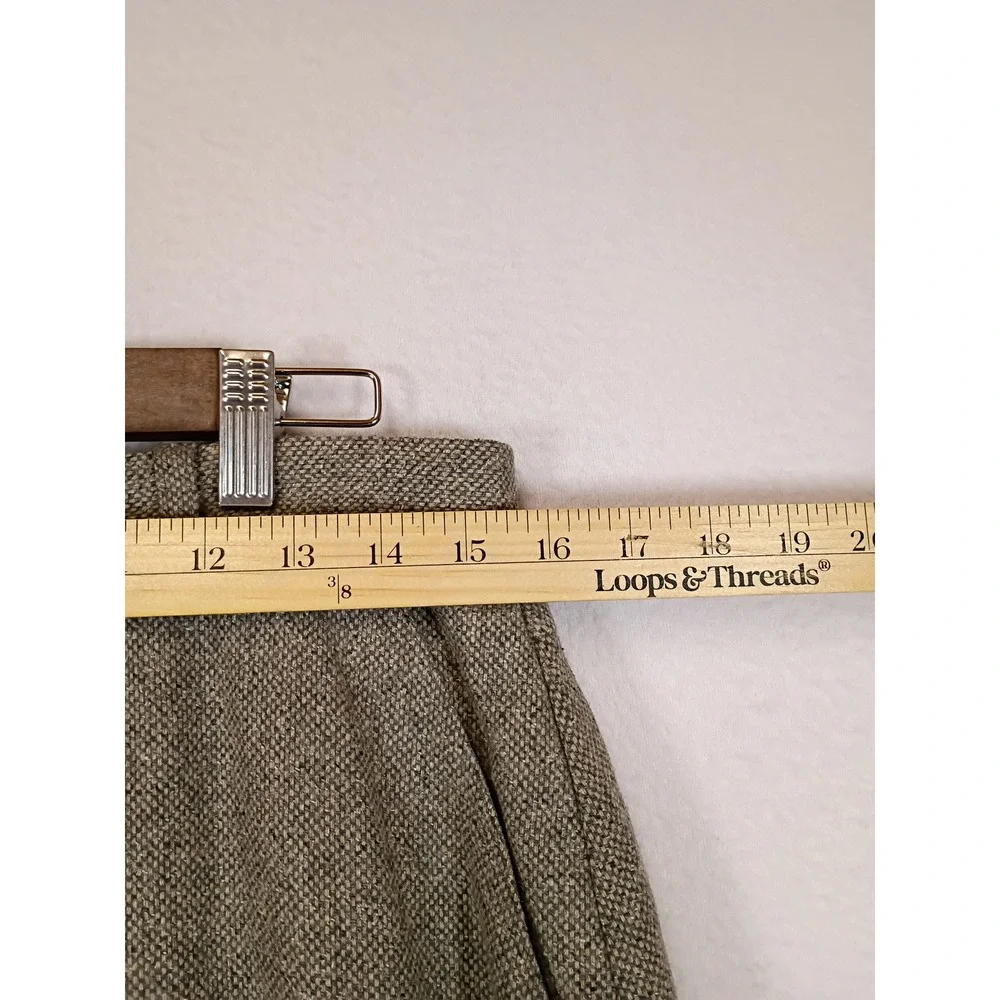 Dark Academia David Brooks Womens 14 Brown Wool Blend Tweed Midi Skirt Slit